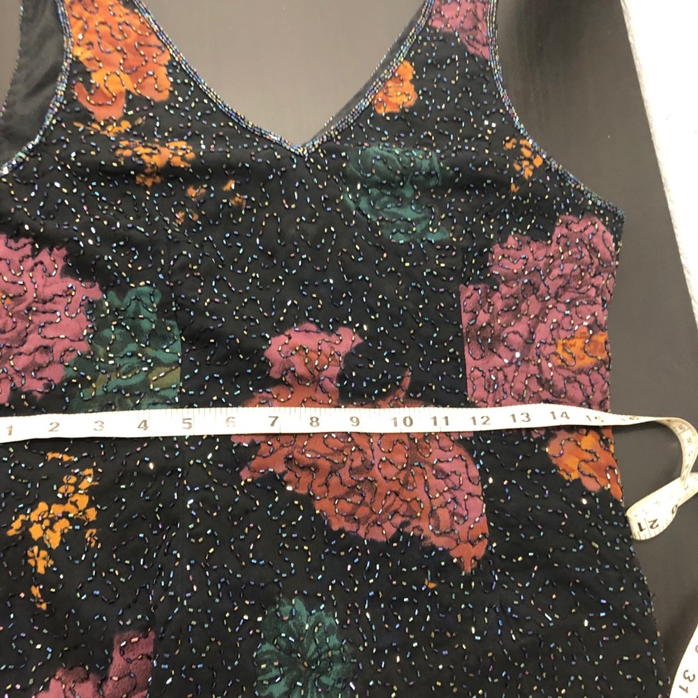 Vintage Beaded Floral Cocktail Dress Medium - Picture 7 of 7